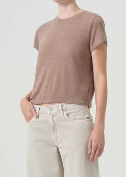 Sale AGOLDE Adine Shrunken Tee In Chai Heather