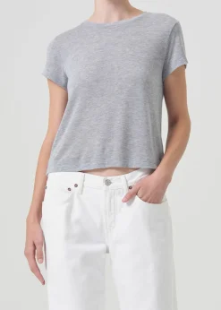 New AGOLDE Adine Shrunken Tee In Grey Heather
