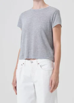 New AGOLDE Adine Shrunken Tee In Grey Heather
