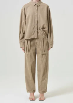 Store AGOLDE Aiden High Low Shirt In Root Beer