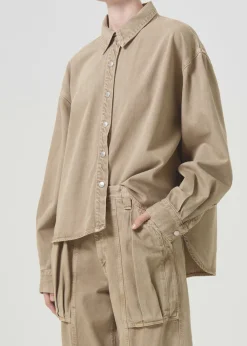 Store AGOLDE Aiden High Low Shirt In Root Beer