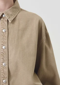 Store AGOLDE Aiden High Low Shirt In Root Beer