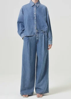 Cheap AGOLDE Aiden High Low Shirt In Shout