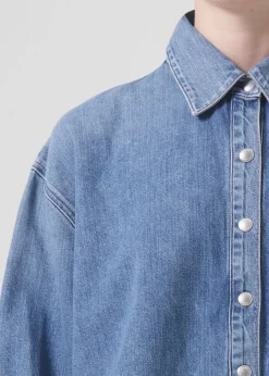 Cheap AGOLDE Aiden High Low Shirt In Shout