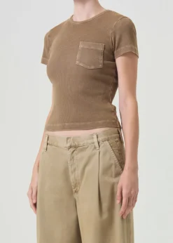 Online AGOLDE Arlo Rib Pocket Tee In Bamboo