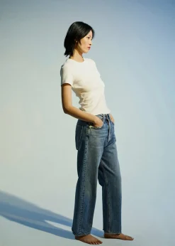 Shop AGOLDE Arlo Rib Tee In White