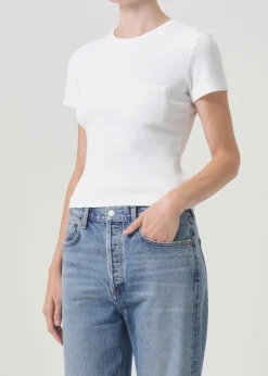 Shop AGOLDE Arlo Rib Tee In White