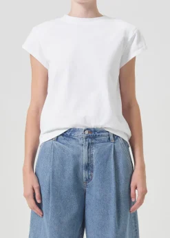Online AGOLDE Bryce Shoulder Pad Tee In White