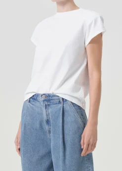 Online AGOLDE Bryce Shoulder Pad Tee In White
