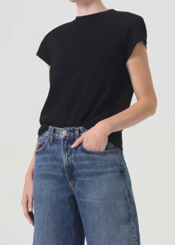 Best Sale AGOLDE Bryce Shoulder Pad Tee In Black