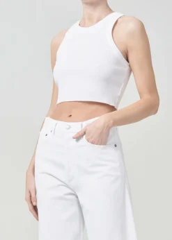 Outlet AGOLDE Cropped Bailey Tank In White