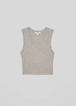 Cheap AGOLDE Cropped Poppy Scoop Neck Tank In Grey Heather