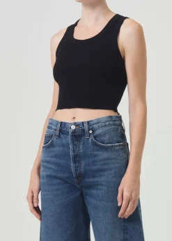Shop AGOLDE Cropped Poppy Tank In Black