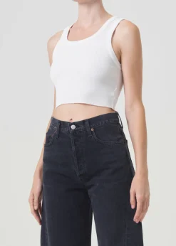 Outlet AGOLDE Cropped Poppy Tank In White