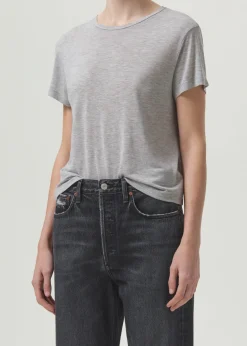 Cheap AGOLDE Drew Tee In Grey Heather