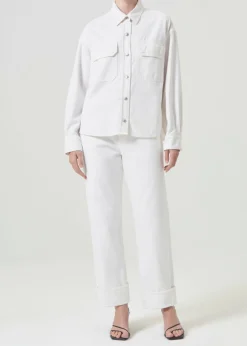 Store AGOLDE Gwen Slice Shirt In Fortune Cookie
