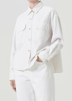 Store AGOLDE Gwen Slice Shirt In Fortune Cookie