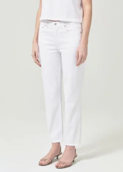 Discount AGOLDE Kye Mid Rise Straight Crop (Stretch) In Sour Cream