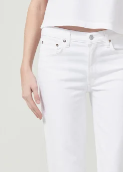 Discount AGOLDE Kye Mid Rise Straight Crop (Stretch) In Sour Cream