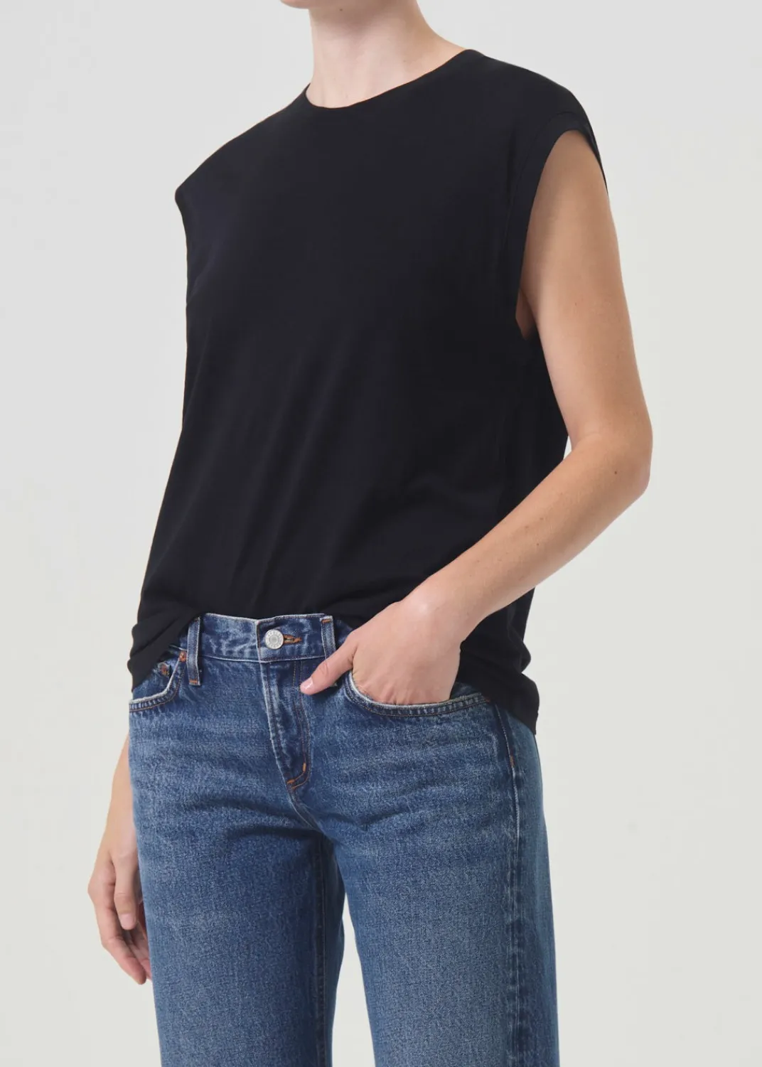 Cheap AGOLDE Raya Muscle Tee In Black