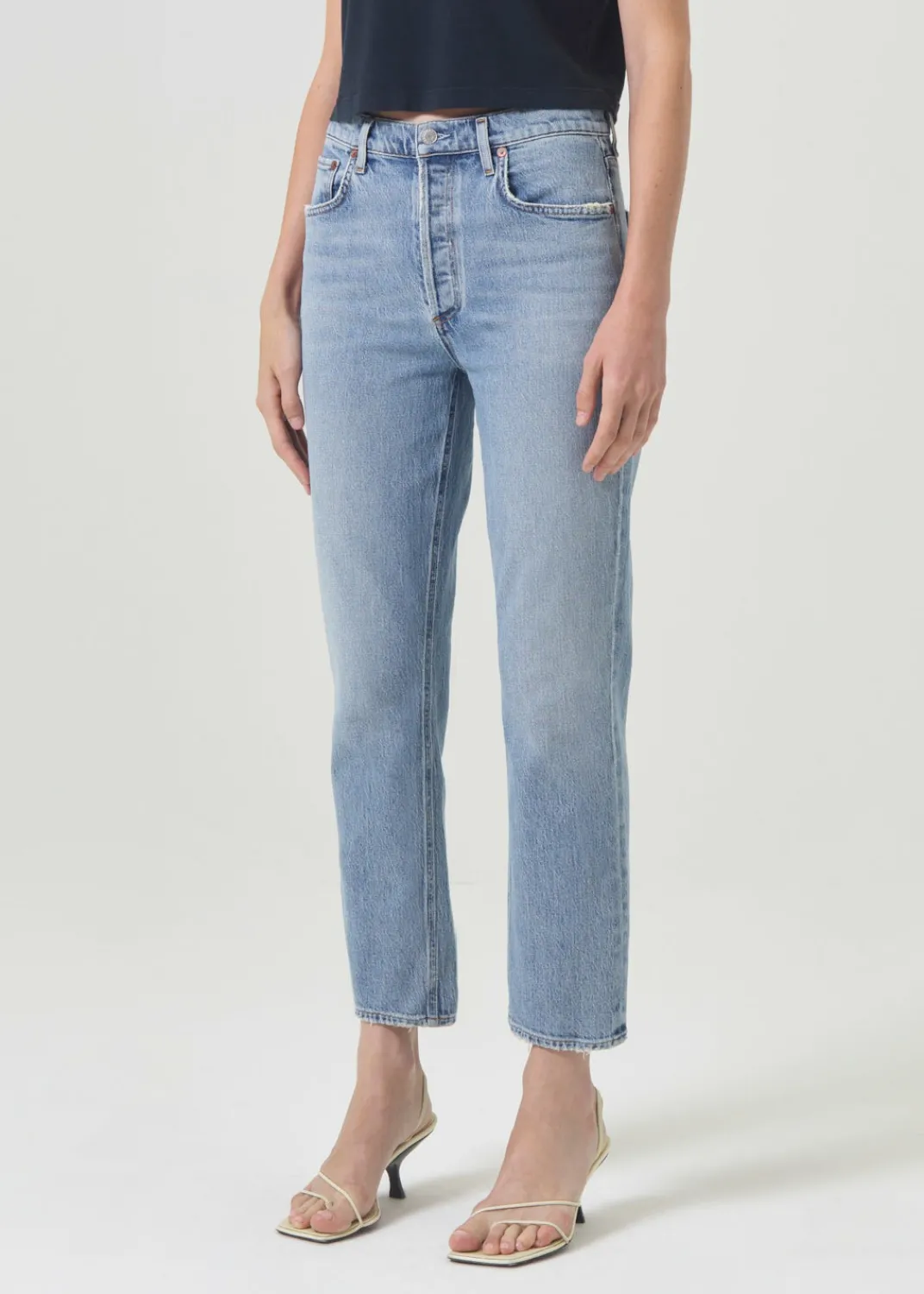 Discount AGOLDE Riley High Rise Straight Crop (Stretch) In Hassle