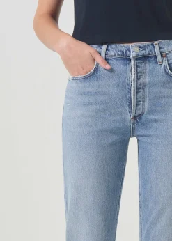 Discount AGOLDE Riley High Rise Straight Crop (Stretch) In Hassle