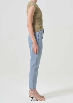 Shop AGOLDE Riley High Rise Straight Crop In Dimension