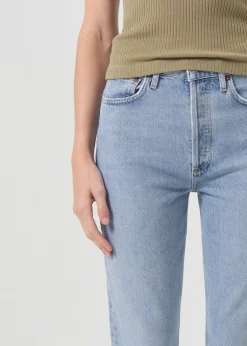Shop AGOLDE Riley High Rise Straight Crop In Dimension