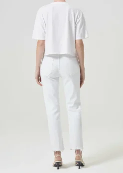 Cheap AGOLDE Riley High Rise Straight Crop (Stretch) In Sour Cream