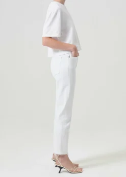 Cheap AGOLDE Riley High Rise Straight Crop (Stretch) In Sour Cream