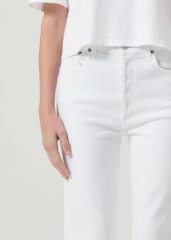 Cheap AGOLDE Riley High Rise Straight Crop (Stretch) In Sour Cream