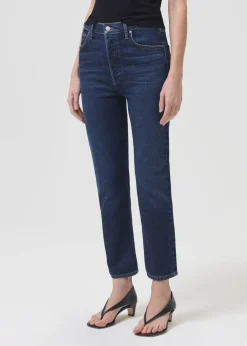 Store AGOLDE Riley High Rise Straight Crop (Stretch) In Divided