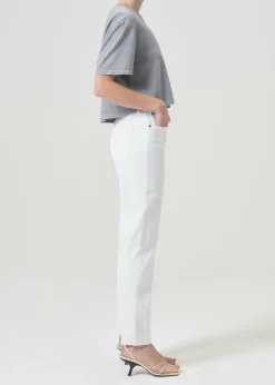 Sale AGOLDE Riley Long High Rise Straight (Stretch) In Sour Cream