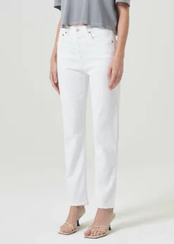 Sale AGOLDE Riley Long High Rise Straight (Stretch) In Sour Cream