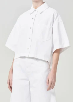 Discount AGOLDE Rona Box Shirt In Milkshake