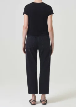 Cheap AGOLDE 90'S Crop Mid Rise Straight In Tar