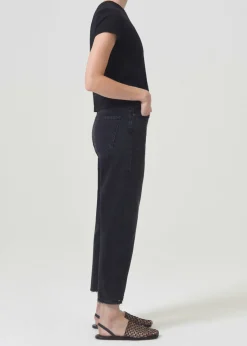 Cheap AGOLDE 90'S Crop Mid Rise Straight In Tar