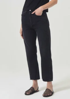 Cheap AGOLDE 90'S Crop Mid Rise Straight In Tar