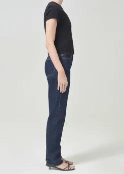 Shop AGOLDE 90'S Pinch Waist High Rise Straight Long In Polished