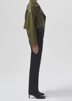 Sale AGOLDE Shoreditch Ski Club X Remi Leather Biker Jacket In Grass