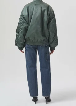 Store AGOLDE Shoreditch Ski Club X Nisa Bomber Jacket In Steel Green