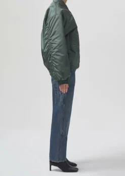 Store AGOLDE Shoreditch Ski Club X Nisa Bomber Jacket In Steel Green