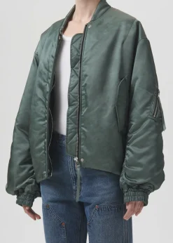 Store AGOLDE Shoreditch Ski Club X Nisa Bomber Jacket In Steel Green