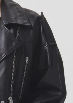 Clearance AGOLDE Shoreditch Ski Club X Remi Leather Biker Jacket In Black