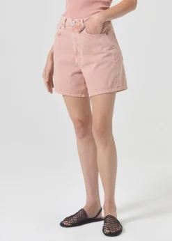 Cheap AGOLDE Stella High Rise Short In Pink Salt